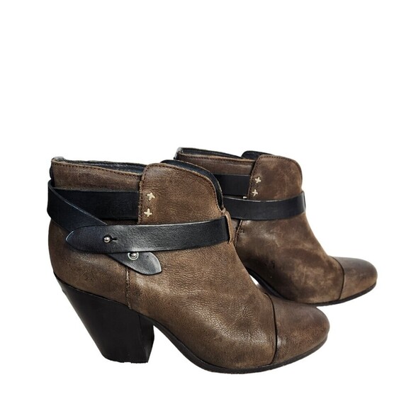 Rag & Bone Harrow Taupe Waxed Suede Stacked Heel Ankle Boot Booties, 38.5(8.5) - Picture 1 of 13